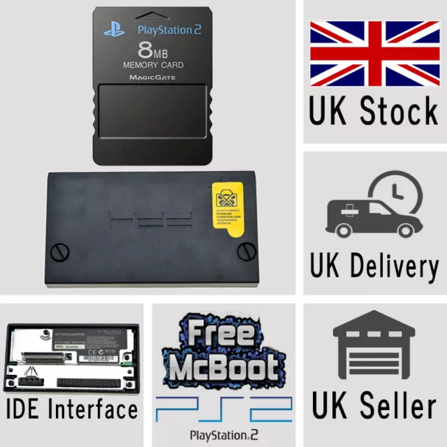 Sony PlayStation2 PS2 IDE HD Hard Drive Adaptor Adapter & 8MB Memory Card McBoot