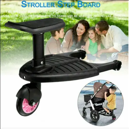 (Rosa) Cochecito de carrito para niños pequeños Conector de cochecito con ruedas