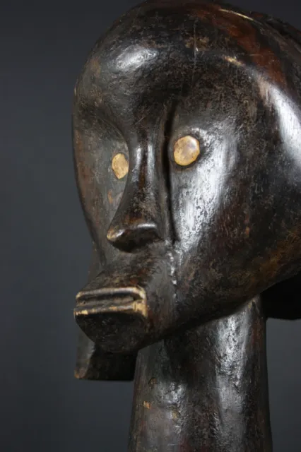 African 16.5" BYERI Ancestor Head Statue on stand, FANG, Gabon TRIBAL ART CRAFTS