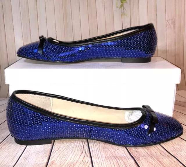 Women’s Blue Sequin Flats Loafers Size 7.5