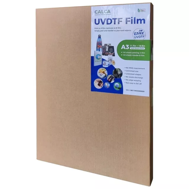 US-200pcs A3 UV DTF Printing Film & DTF Transfer Film A+B Crystal Label Film