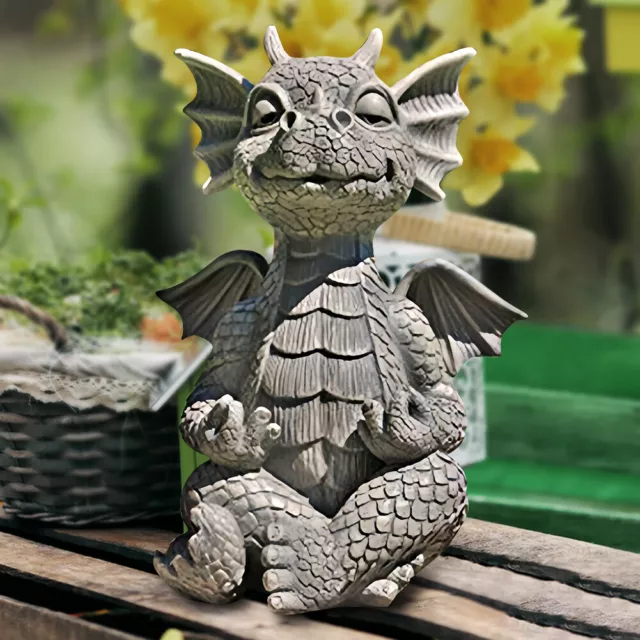 Cute Garden Dragon Statue Meditation Dragon Figurine for Patio (Meditation)