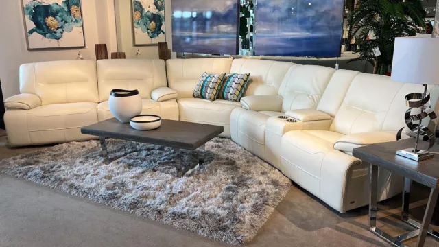 White living room Leather furniture set