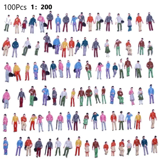 100 Pcs-Model Train 1:200 / Echelle Peint Figurine Z-Scale Gens Debout Assis