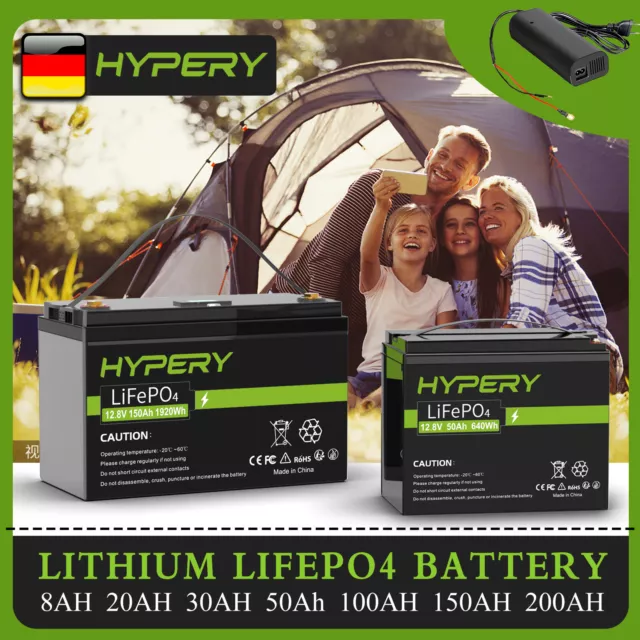 LiFePO4 Akku 12V 200Ah 150Ah 100Ah 50Ah Lithium Batterie BMS Wohnmobil RV Solar