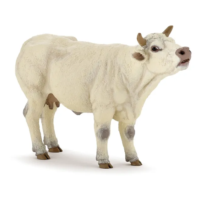 PAPO Farmyard Friends Charolais Cow Mooing Toy Figure, White (51158)