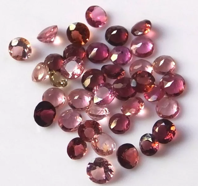 50 pcs 2/3 mm Round Cut Wholesale Lot Natural Faceted Pink Tourmaline Gemstones