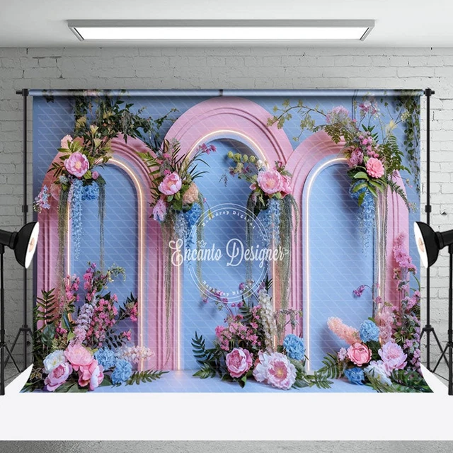 Aperturee Floral Butterfly Happily Sweet Wedding Half Moon Arch Backdrop
