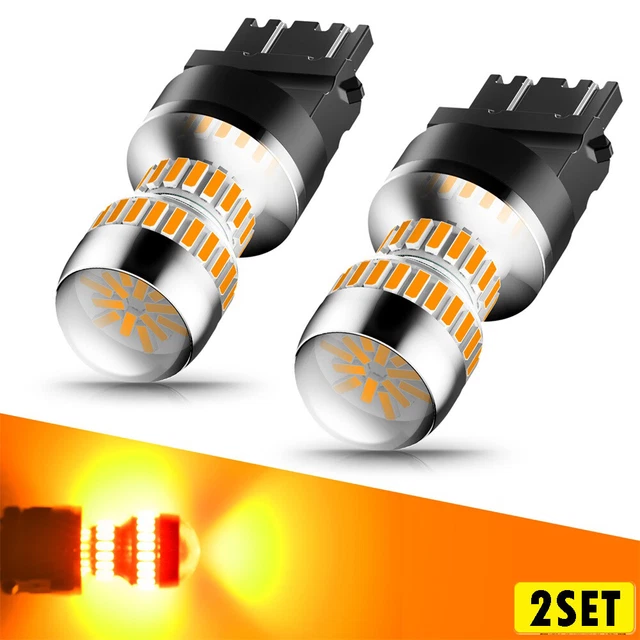 2Set AUXITO Amber 3000K 3157 Hyper Anti LED Flash Turn Signal Light Canbus Bulb