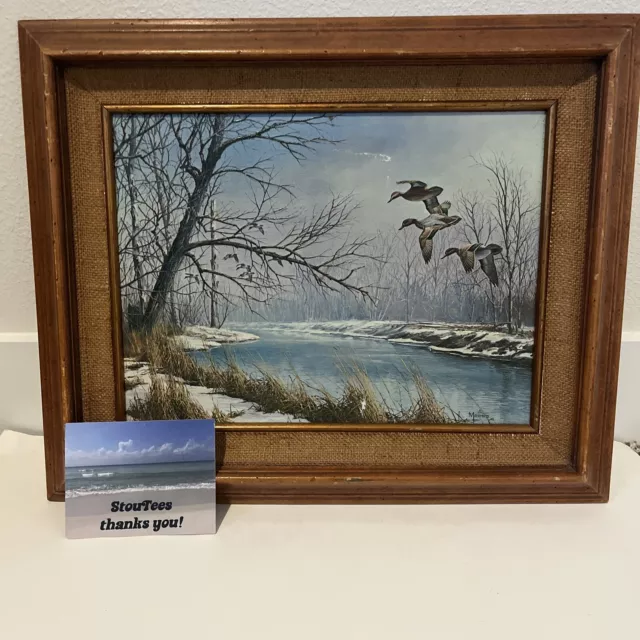 David Maass “Winter Flight” Oil Canvas Painting Hunting Ducks Signed