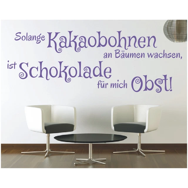 WANDTATTOO KAKAO SCHOKOLADE Obst Wandaufkleber Wandsticker Spruch