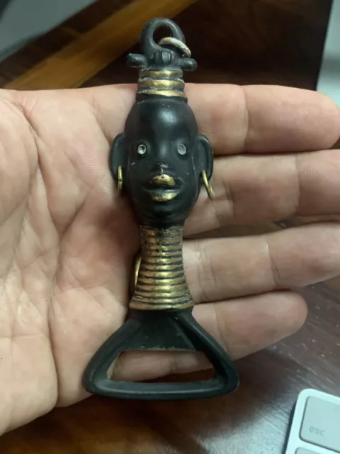 Vintage Brass Black Woman Bottle Opener Hagenauer? Walther Bosse?