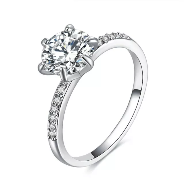 Classic Engagement Ring 6 Claws Design White Cubic Zircon Women Wedding Rings