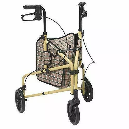 Drive Medical Winnie Lite Supreme Rollator Walker 3 Wheels Tan Plaid RTL199