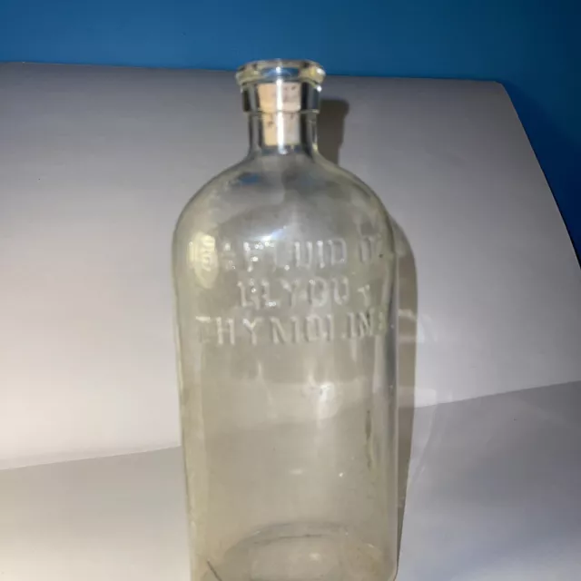 Vintage Embossed Glass Glyco Thymoline Bottle