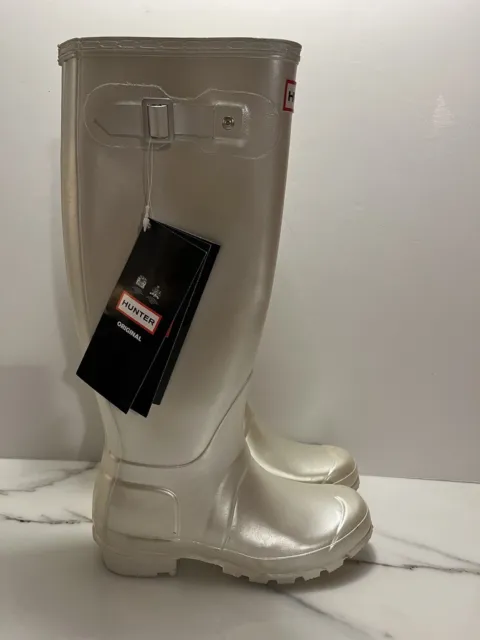 Hunter Original Pearlized White Rain Rubber Boots New NWT Size 5