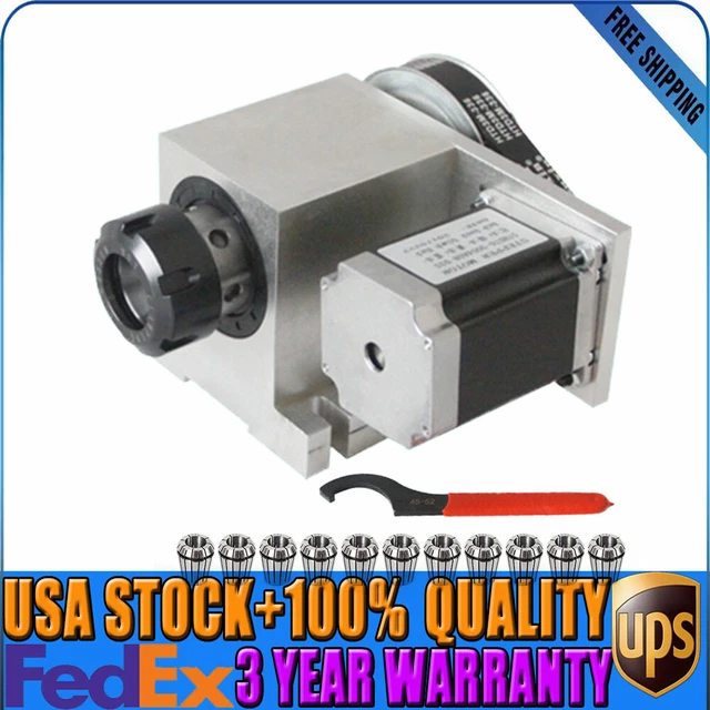 Hollow Shaft CNC 4th Axis Rotary Table Router Rotational Axis ER32 Collet Set