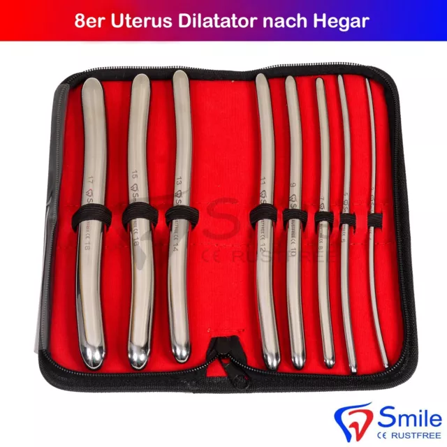 8 Stifte Dilatator Set Uterine Dilator Hegar Gynäkologie Bougie im Etui Vaginal 2