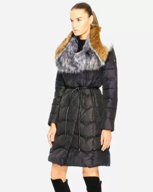 DVF Diane von Furstenberg Down Puffer Coat Faux Fur Collar/ Size/S/MSRP $498