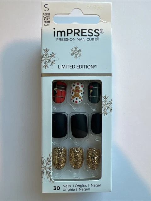 Kiss Impress Premium PressOn Short Square Nails 85956 Love Me More Christmas New