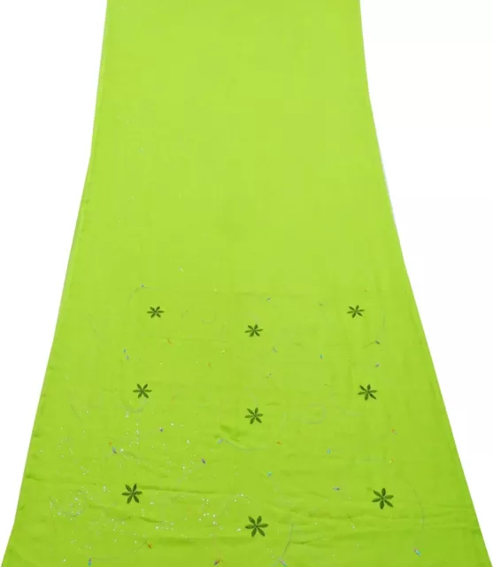 Jahrgang Grün Sari Georgette Mischung Stoff Bestickt Kleid Indisch Sari SI22174