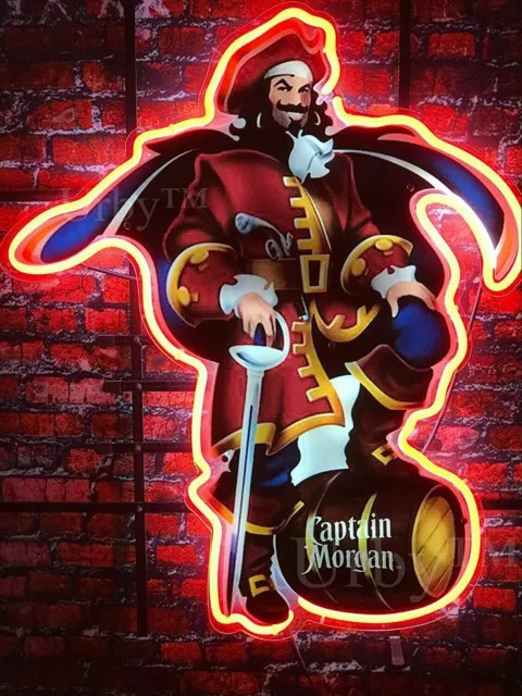 Captain Morgan Rum Neon Sign Bar Pub Wall Hanging Advertising Light Gift 17"x14"