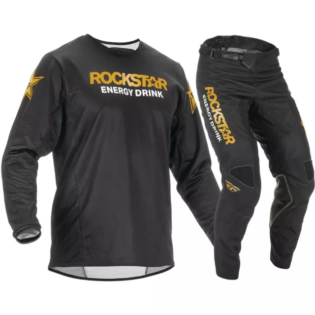 Fly Racing MX 2022 Kinetic Rockstar Black/Gold Motcross Bike Riding Gear