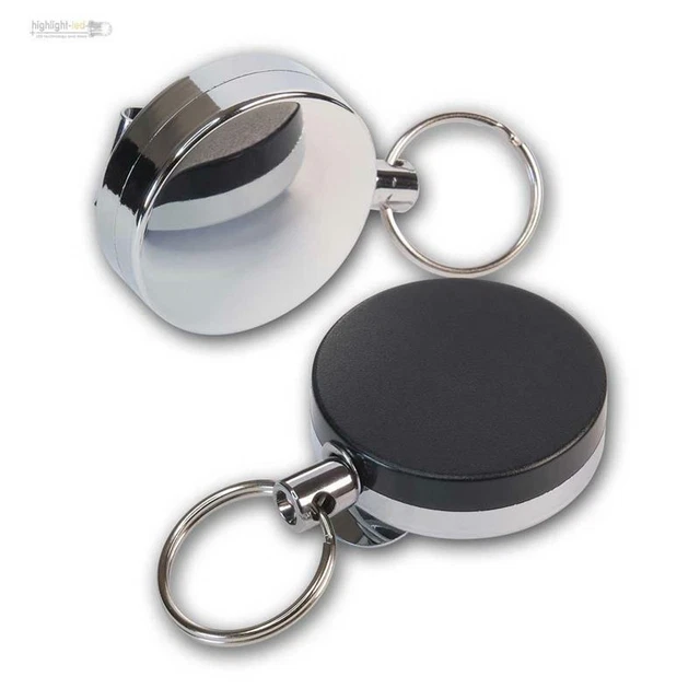 2er Set Schlüsselanhänger ausziehbar, Schlüsselrolle, Anhänger mit Stahl-Einzug