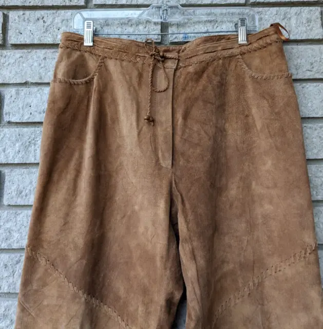 Suede Wilsons Leather Pelle Studio Ranch Western Caramel Brown Pants Size 16