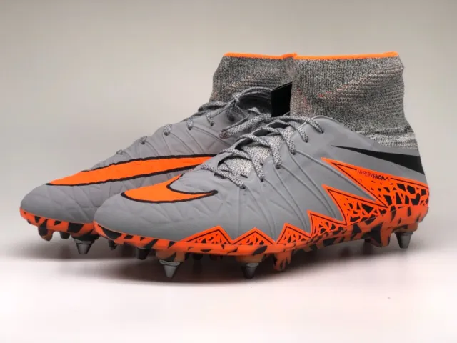 Nike Hypervenom Phantom II SG-PRO Stollen Fußballschuhe grau orange