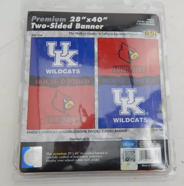 Kentucky - Louisville 2-Sided Flag / Banner Rivalry House Divided NCAA 28" x 40"