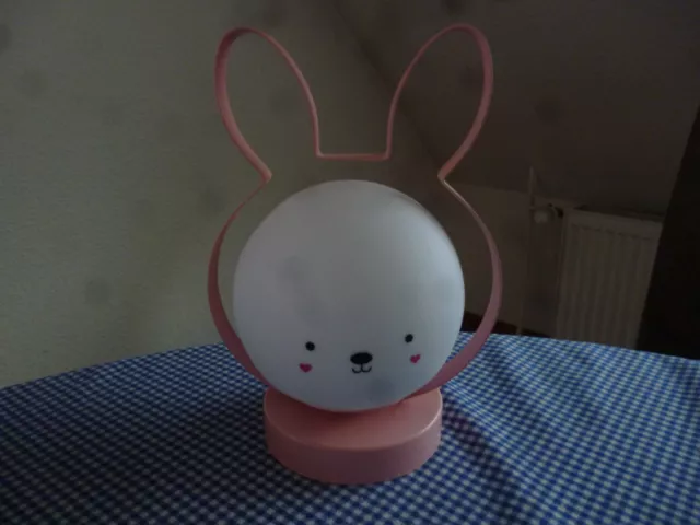 Lampe Hase rosa Kinderzimmer 28cm hoch wie NEU batteriebetrieben ! Süss !