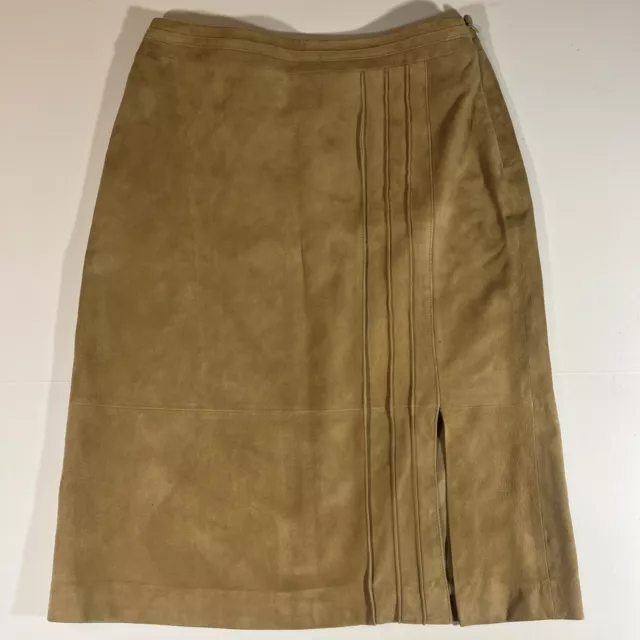 Katherine Kelly  Women's Skirt Size 6 Camel Tan Genuine Goat Leather Side Zip