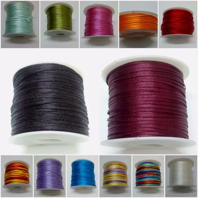 70 Yards Art Silk Rayon Cord Thread Ribbon Crochet Embroidery Jewelry DIY 1.5 mm