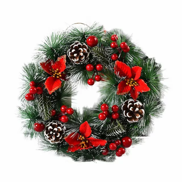 Merry Christmas Theme Wreaths For Front Door Hanging Garlands Winter Ornaments