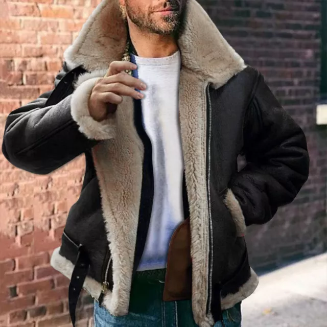 Aviator Shearling Flying Bomber Fur Sheepskin Original Leather Jacket For Men