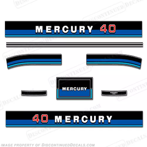 Fits Mercury 1983 40HP Outboard Engine Decals