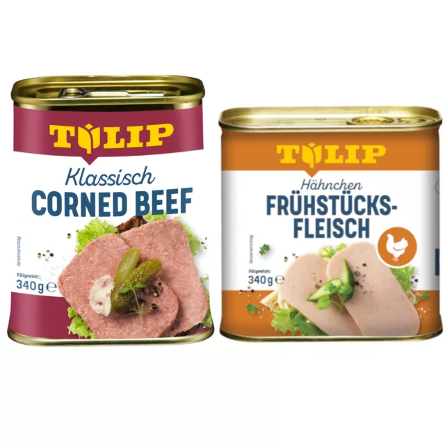 TULIP Bundle Frühstücksfleisch Corned Beef Hähnchen Delikatesse Konserve 2x 340g