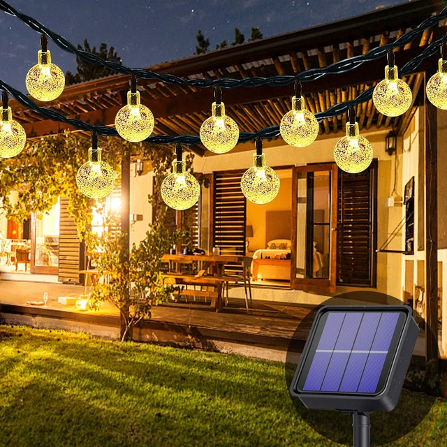 Lezonic Guirlande lumineuse solaire pour extérieur 50 LED 8 modes boules de c...