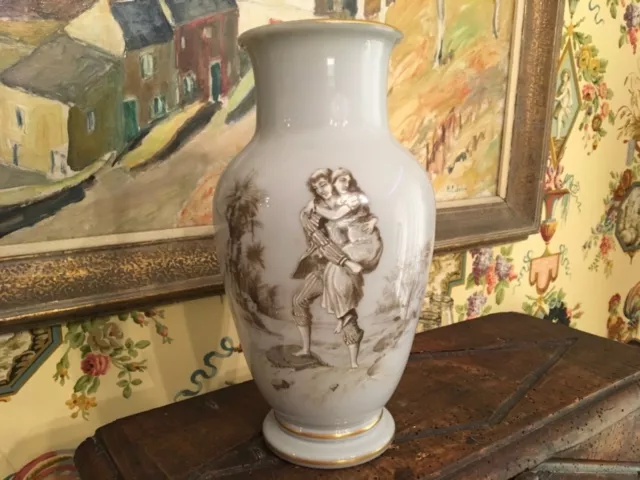 French Porcelain Opaline Vase Circa 1850s Paris