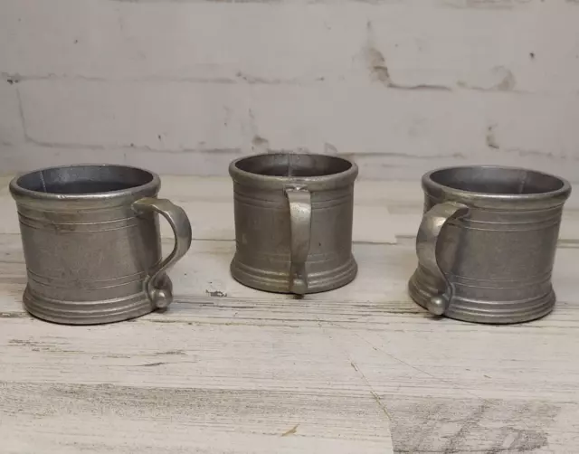 3 - Pewter Armetale 1972 Wilton Columbia PA USA Coffee Mugs Cups NO Inserts