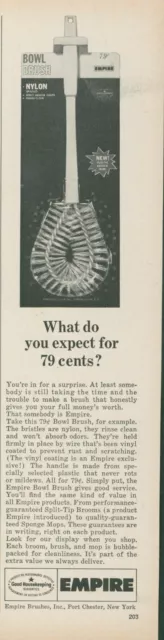 1965 Empire Toilet Bowl Brush Nylon Vinyl Coating Clean Vintage Print Ad GH2
