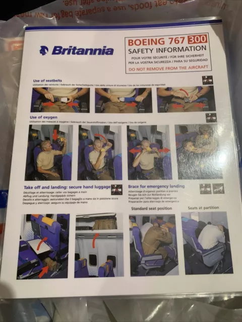 Airline Safety Card Britannia Boeing 767 300