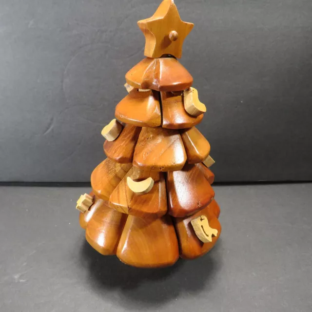 Handcrafted Intarsia Wood Art Wooden Decor Christmas Tree Figure Decorated