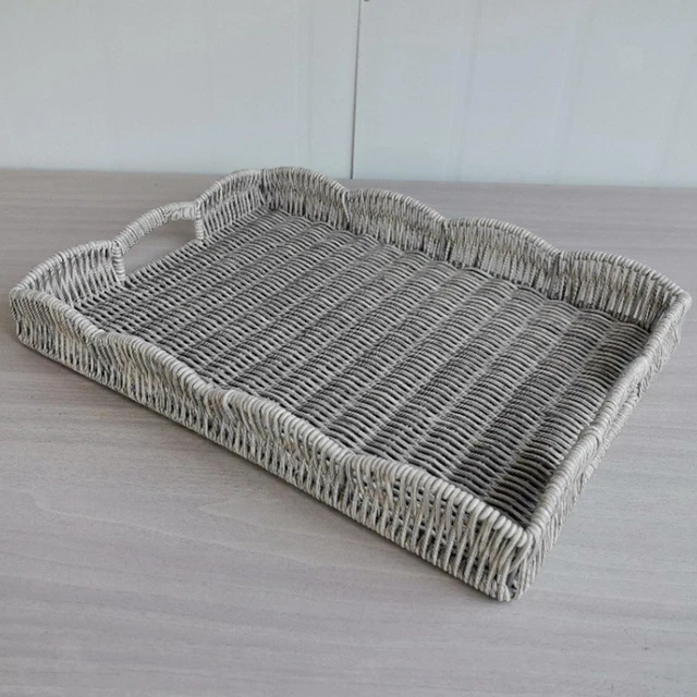 Corbeille à Fruits Tressée Main - Panier De Table En Rotin Synthétique, Poignée