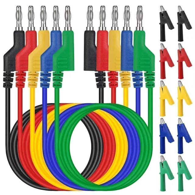 5 Bananenstecker Messkabel Set 5stk Laborkabel Farben 4mm Prüfkabel MessleitLOVE