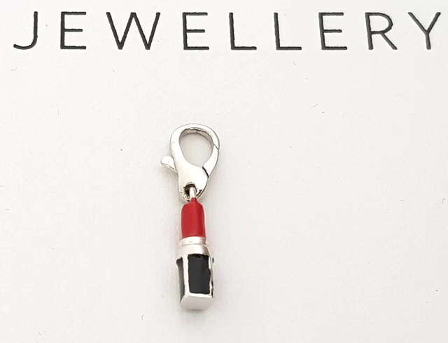 GOOIX Silber 925 Charm Charms Anhänger Lippenstift lipstick Emaille rot  NEU 179
