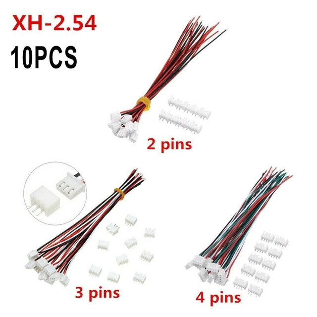 Lot De 10 Câbles JST XH 2,54 4 Broches – Silicone 22 AWG 150 Mm – Mâle Et Femelle – Électronique DIY
