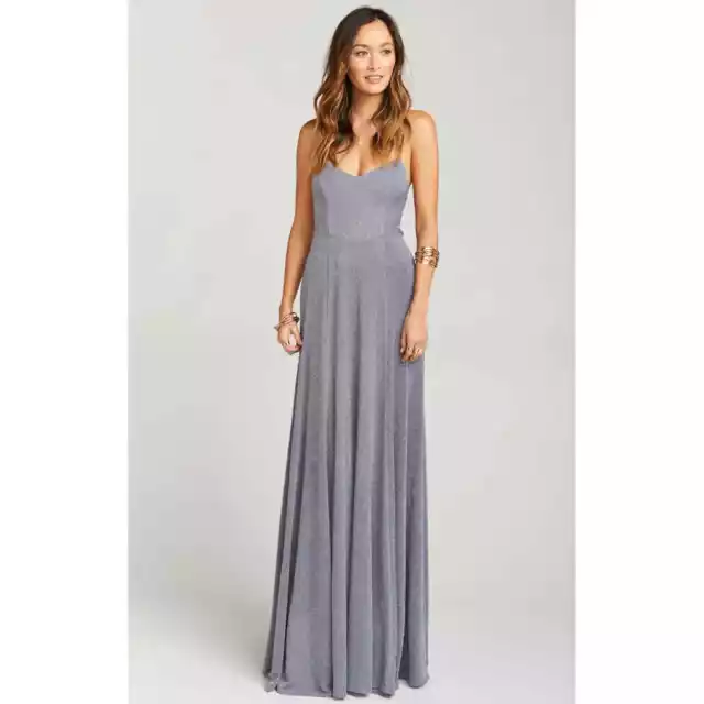 Show Me Your Mumu Godshaw Goddess Gown in Dancing Queen Shine Smoke Grey XL NWT