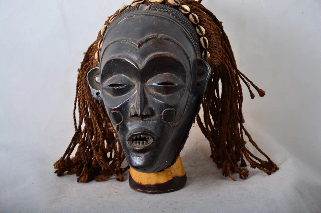 African tribal art, Chokwe Mask Mwana Pwo with Headdress African Art
